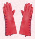 Sccessorize red gloves with button trim.